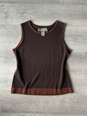 Vintage 90s Norton Petite brown tank top made in Hong Kong